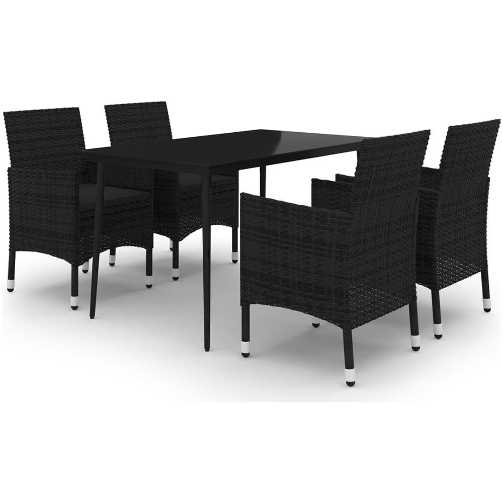 Set Da Pranzo Per Giardino 5 Pz Con Cuscini Polyrattan E Vetro - Foto 2