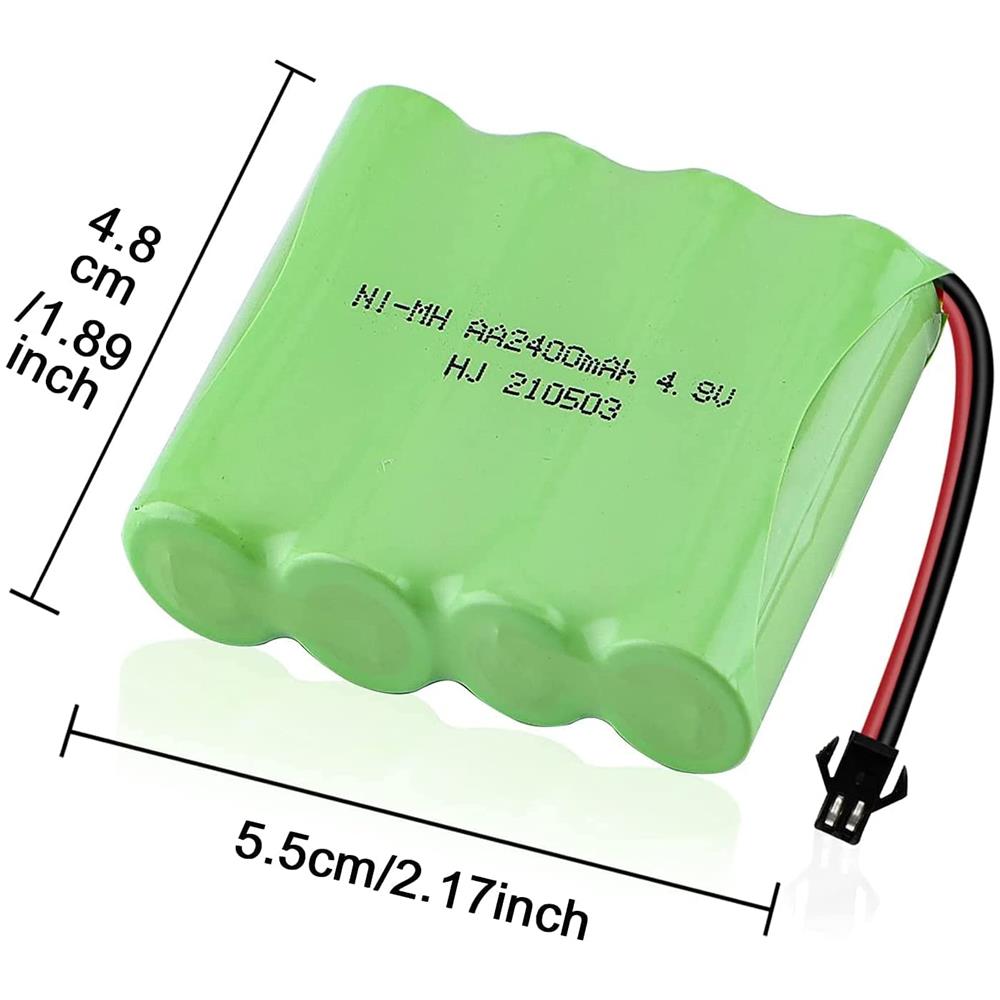 1 Pezzo Batteria Ricaricabile 4.8v Ni-mh 2400 Mah Per Controllo Remoto Auto + Cavo Carica Usb - Foto 2