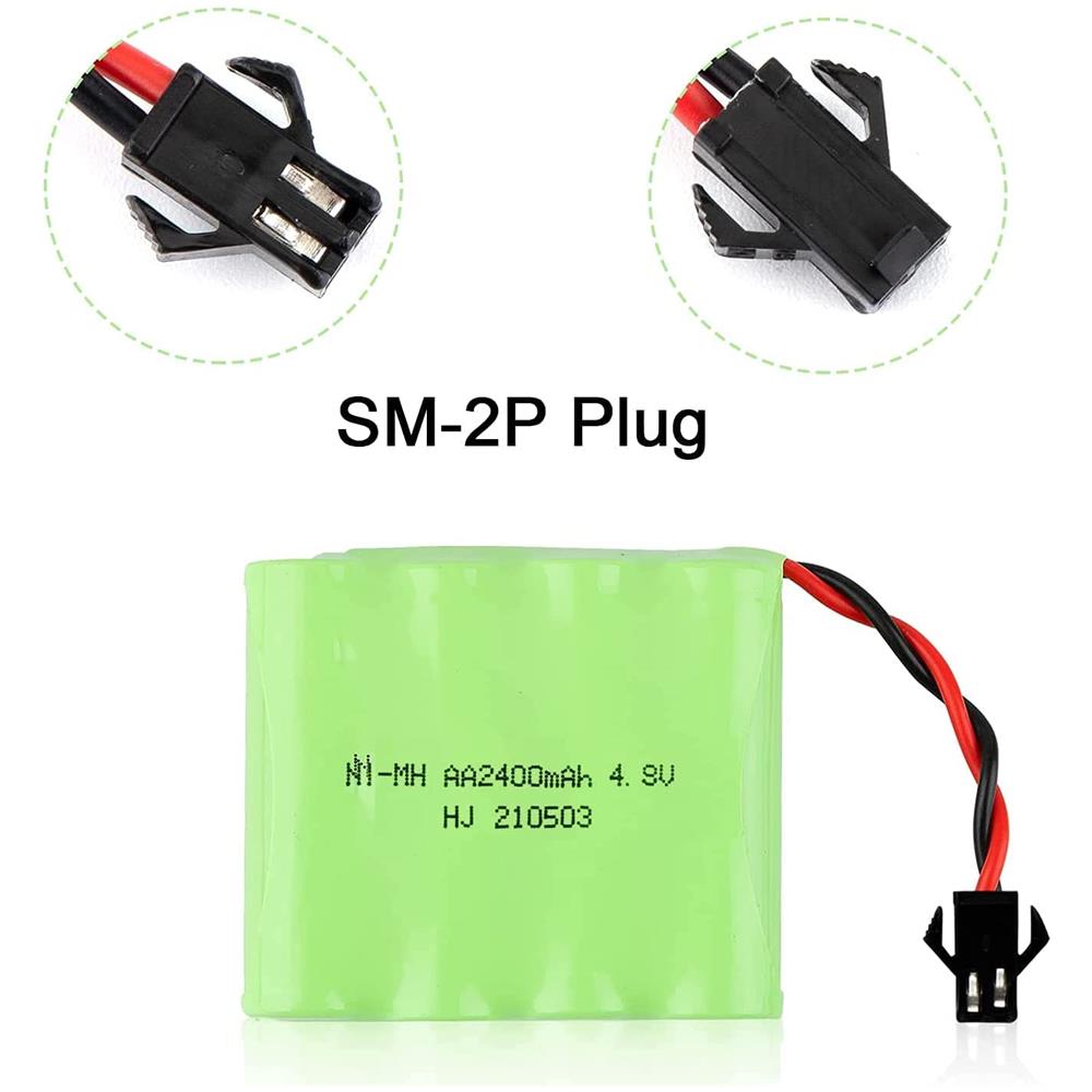 1 Pezzo Batteria Ricaricabile 4.8v Ni-mh 2400 Mah Per Controllo Remoto Auto + Cavo Carica Usb - Foto 3