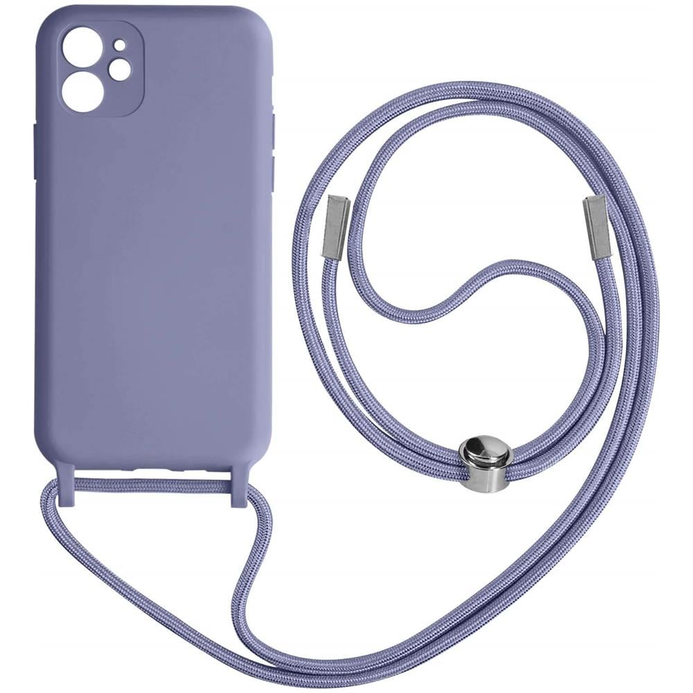Cover Semirigida Per Iphone 11 Cordino Nylon 80 Cm Viola Chiaro - Foto 1