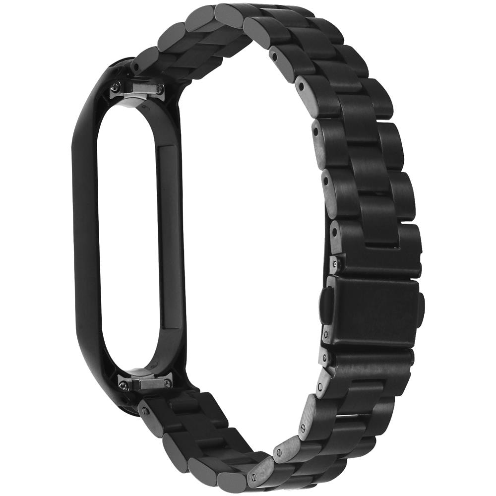 Cinturino Per Xiaomi Mi Band 6 Et5 Maglie In Acciaio Chiusura A Farfalla Nero - Foto 1
