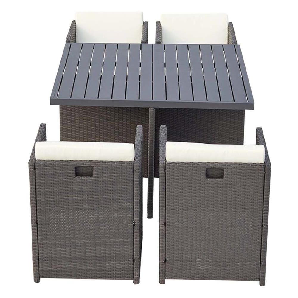 Salotto Da Giardino A Incasso 4 Posti Resina Intrecciata Nero/bianco Sunset - Foto 1