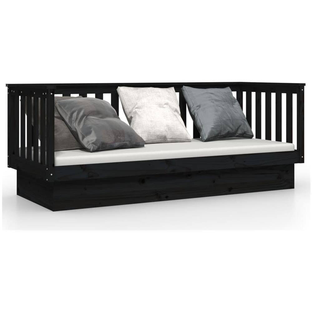Dormeuse Nera 75x190 Cm In Legno Massello Di Pino - Foto 2