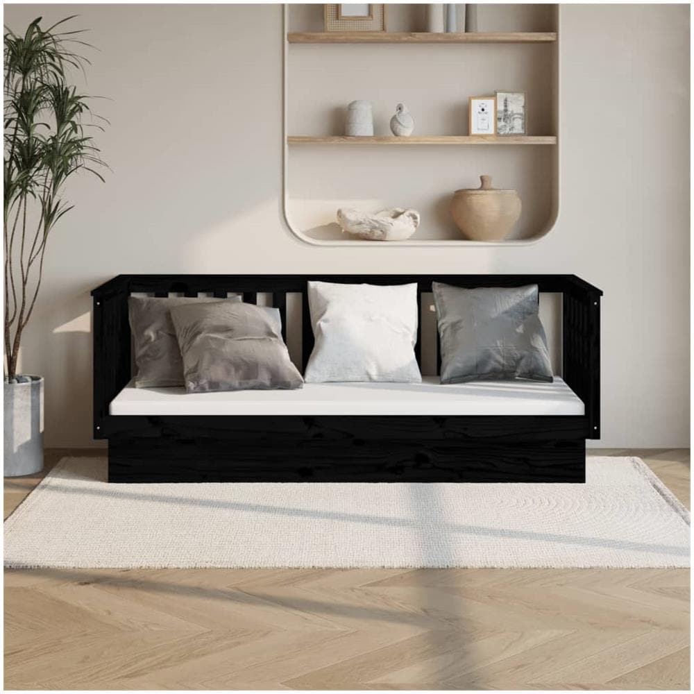 Dormeuse Nera 75x190 Cm In Legno Massello Di Pino - Foto 1