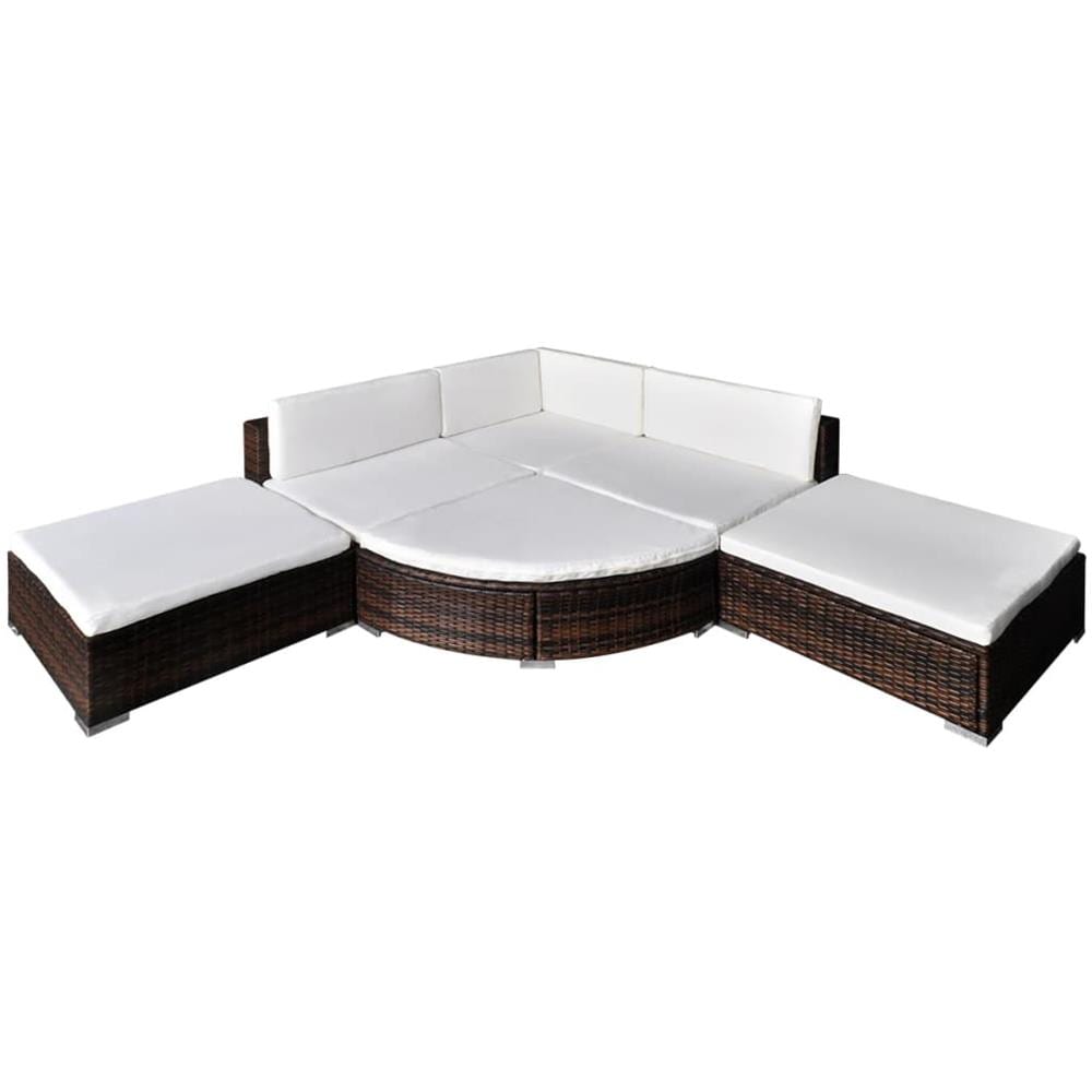 Set Divani Da Giardino 6 Pz Con Cuscini In Polyrattan Marrone - Foto 2