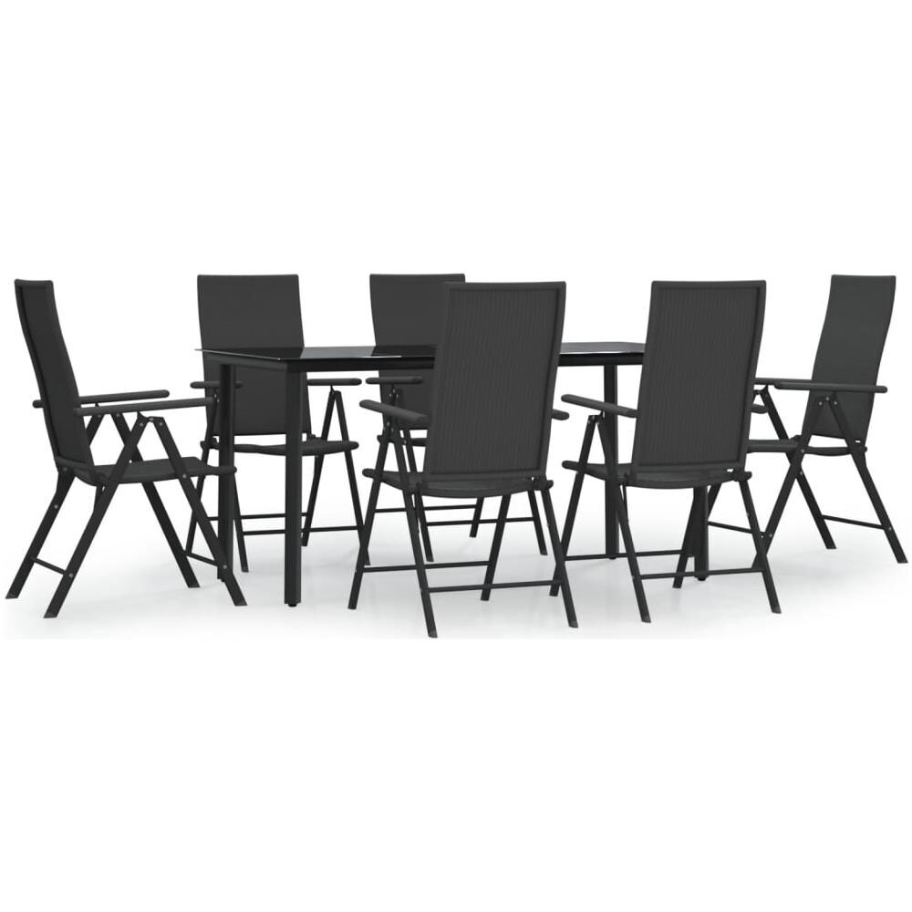Set Da Pranzo Da Giardino 7 Pz Nero In Polyrattan - Foto 2