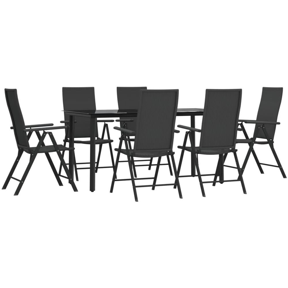 Set Da Pranzo Da Giardino 7 Pz Nero In Polyrattan - Foto 3