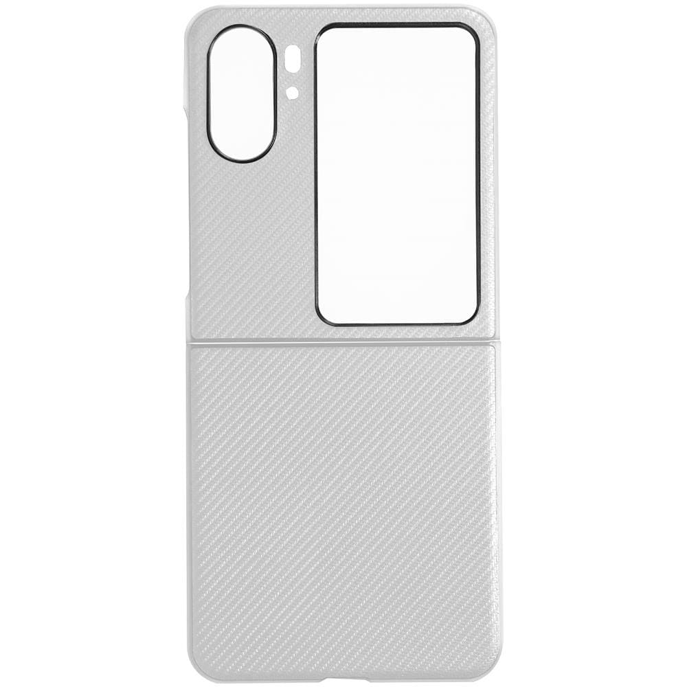 Cover Per Oppo Find N2 Flip Effetto Fibra Di Carbonio Design 2 Parti Bianca - Foto 1