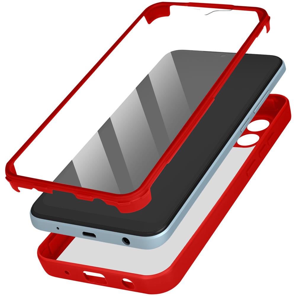 Cover Xiaomi Redmi A1 E Redmi A2 Retro Plexiglass Fronte Polimero Bordo Rosso - Foto 1