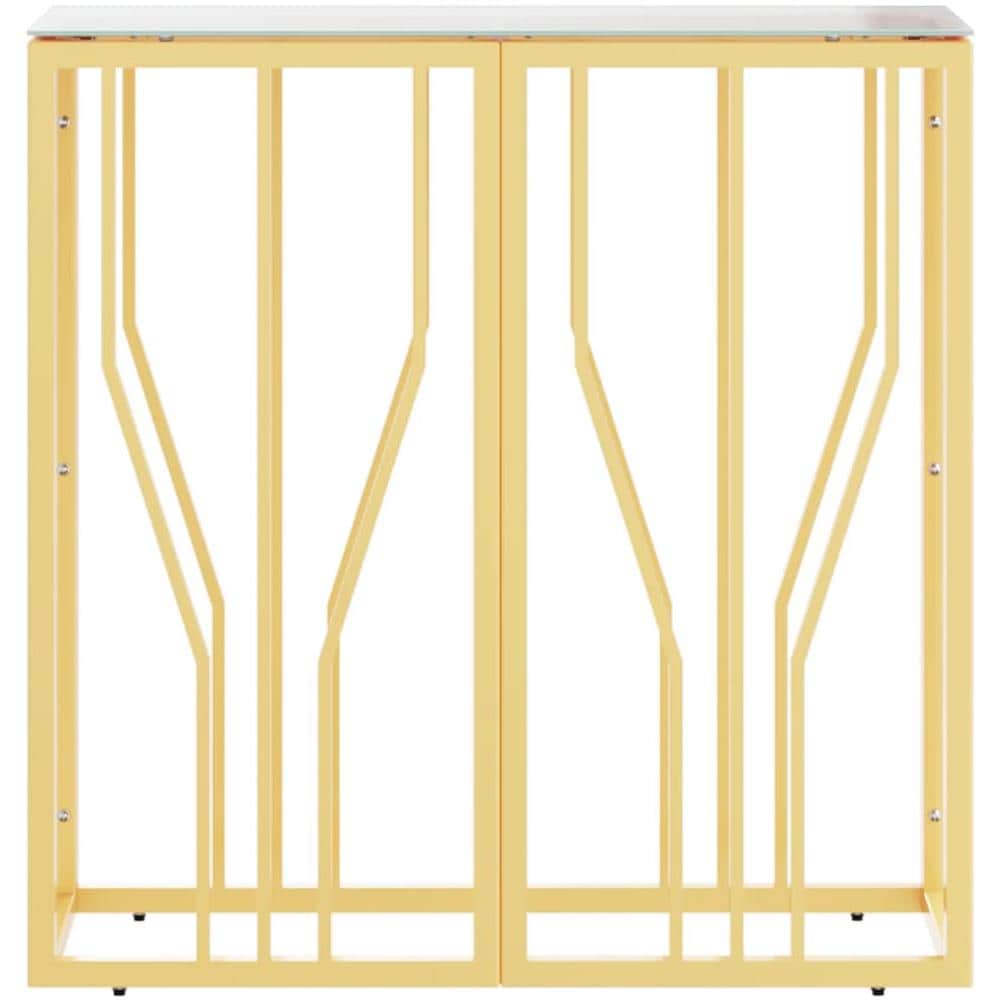 Tavolino Consolle Oro 70x30x70 Cm In Acciaio Inox E Vetro - Foto 3