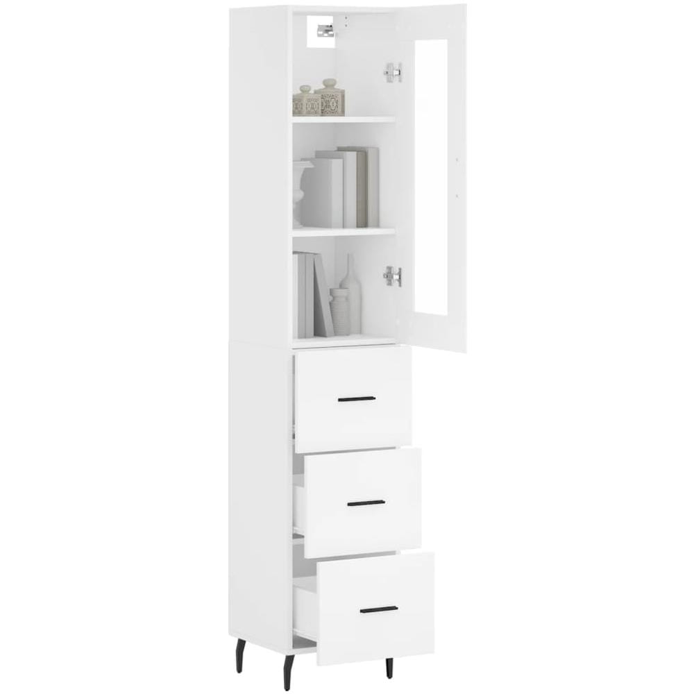 Credenza Bianca 34,5x34x180 Cm In Legno Multistrato - Foto 3