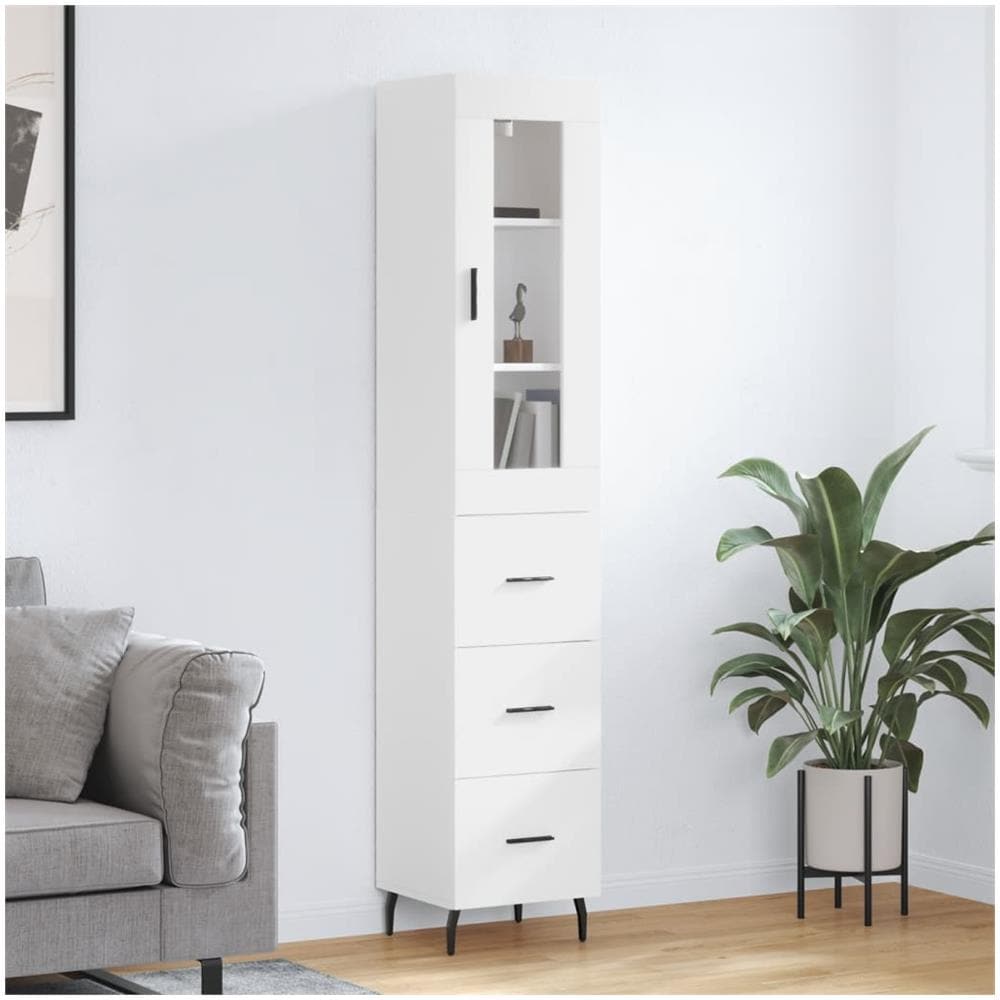 Credenza Bianca 34,5x34x180 Cm In Legno Multistrato - Foto 1