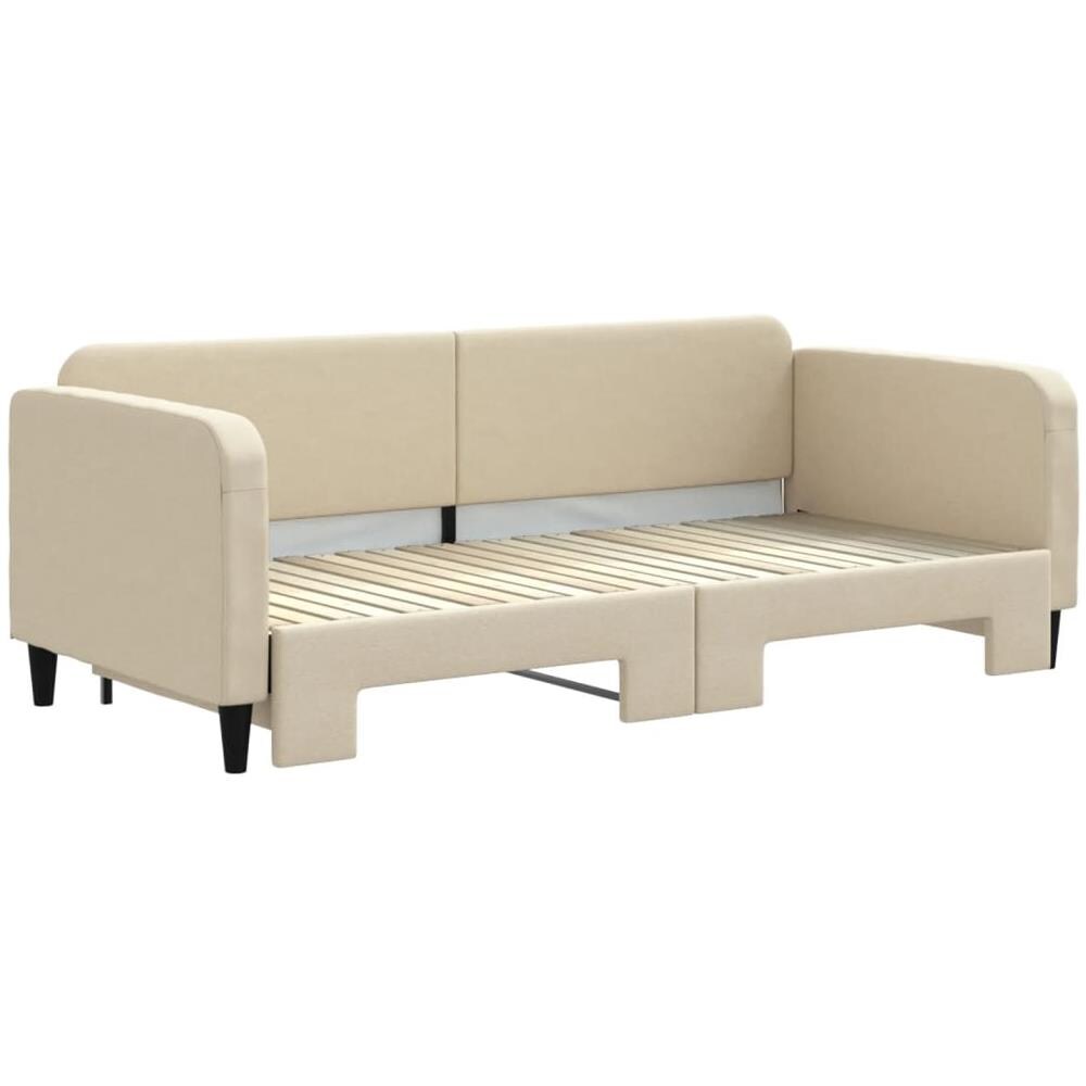 Divano Letto Con Letto Estraibile Crema 90x200 Cm In Tessuto - Foto 3