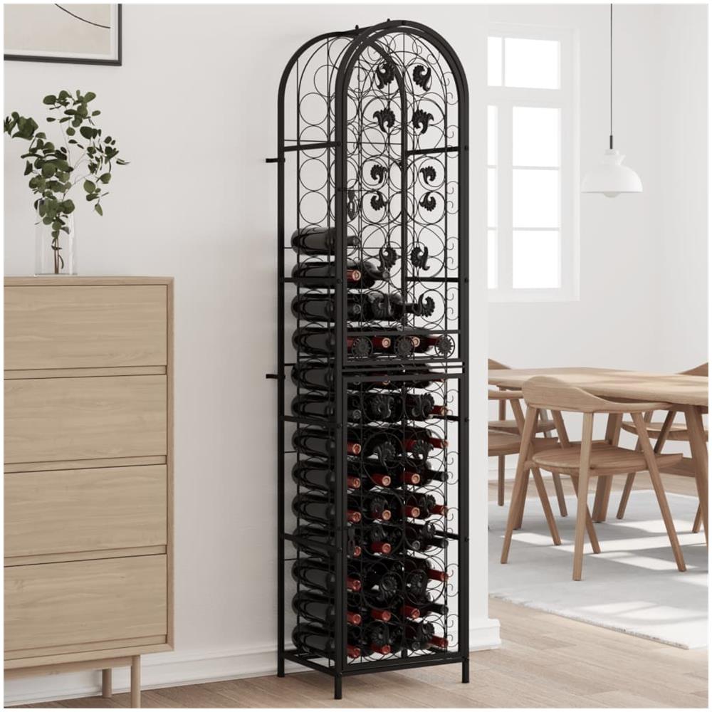 Portavini Da 73 Bottiglie Nero 45x36x200cm In Ferro Battuto - Foto 1