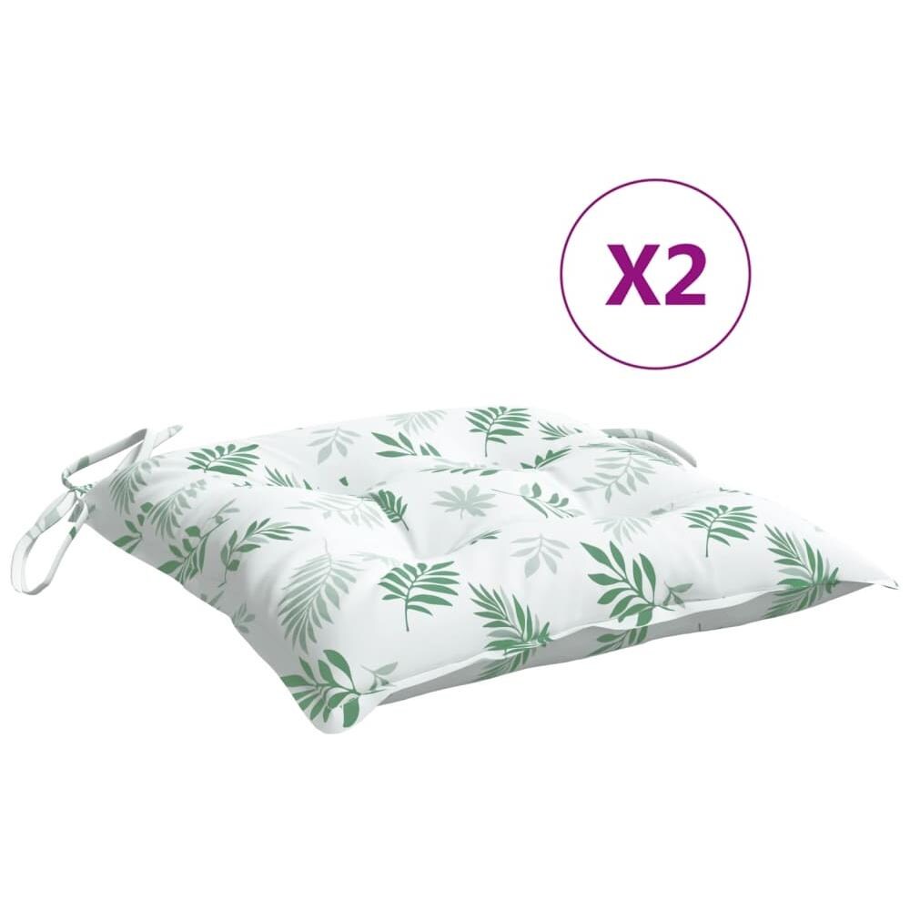 Cuscini Per Sedia 2 Pz A Foglie 50x50x7 Cm Tessuto Oxford - Foto 2