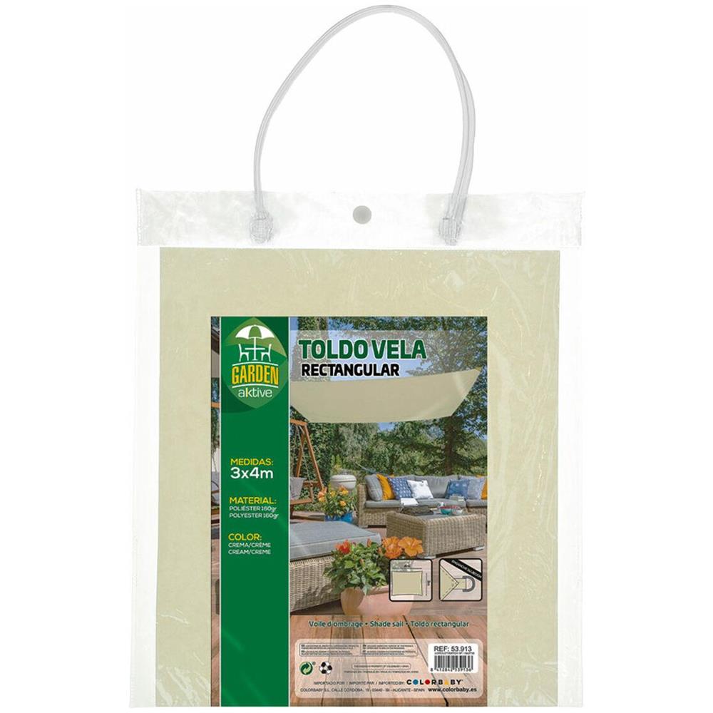 Tenda Aktive Triangolare 300 X 0,5 X 400 Cm Poliestere Crema (4 Unità) - Foto 4