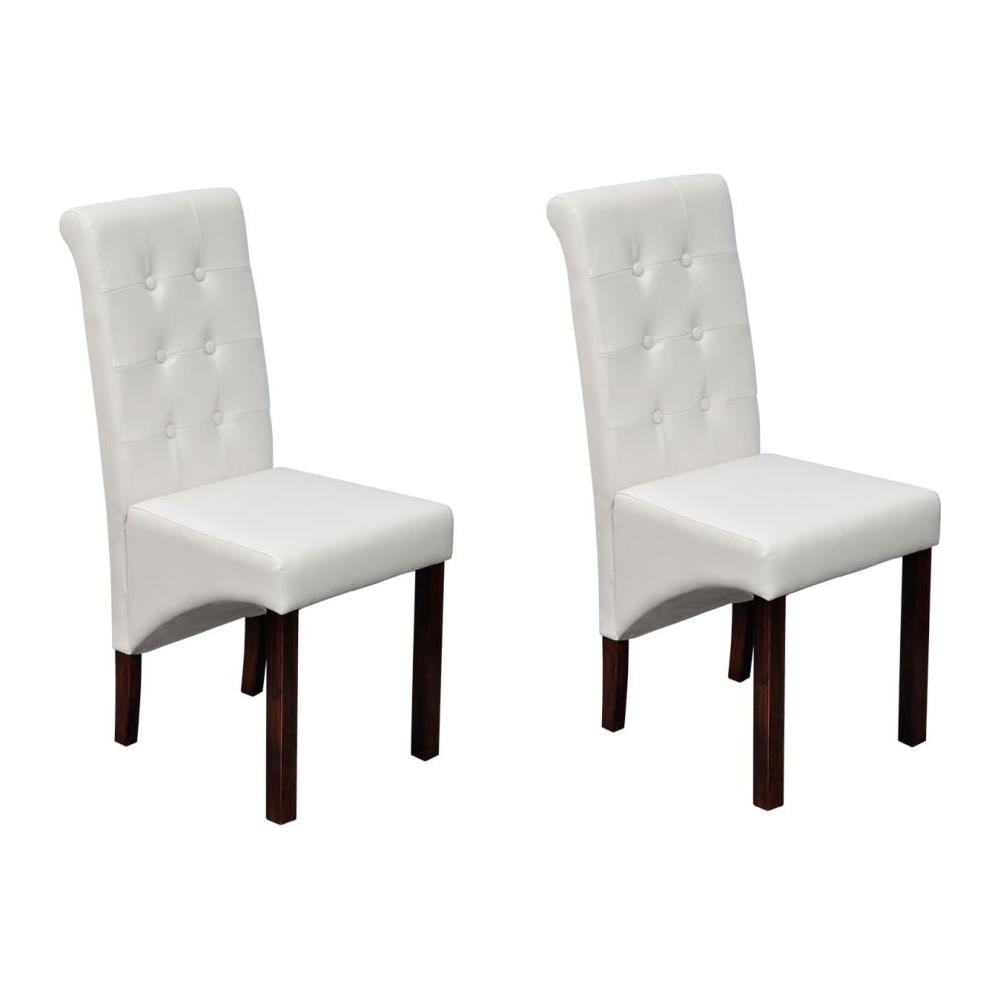 2 Pz Sedie Sala Da Pranzo In Pelle Artificiale Bianco Antico - Foto 1