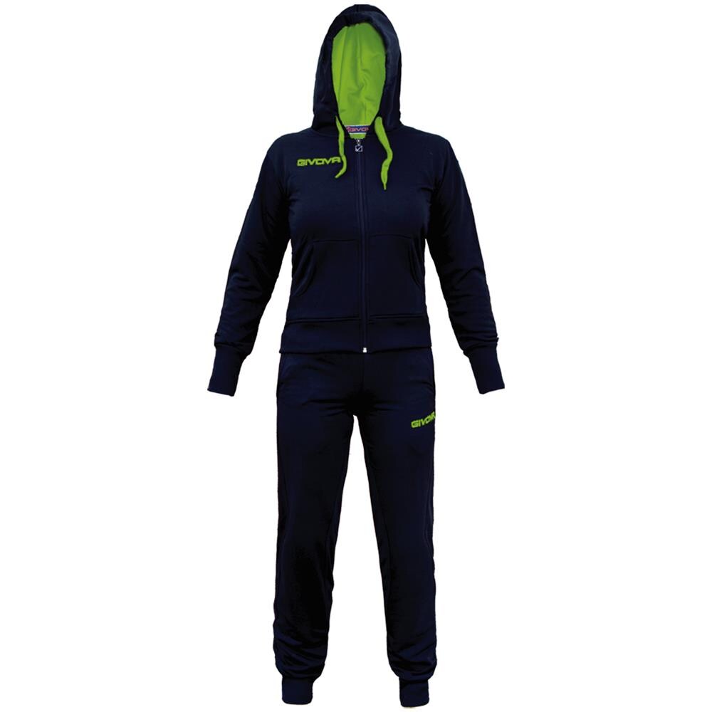 Tuta Lady Givova Completo Di Giacca A Manica Lunga E Pantalone Di Colore Blu / giallo Fluo Taglia Xl - Foto 1