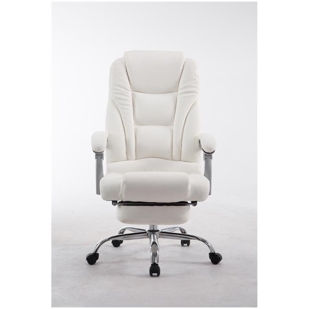 Sedia Ufficio Pacific in Similpelle - Poltrona Studio Carico Max 150 kg I Sedia Pc Imbottita e Regolabile I Poltrona Ufficio Ergonomica con Poggiapiedi e Ruote Antiattrito Bianco - Foto 2