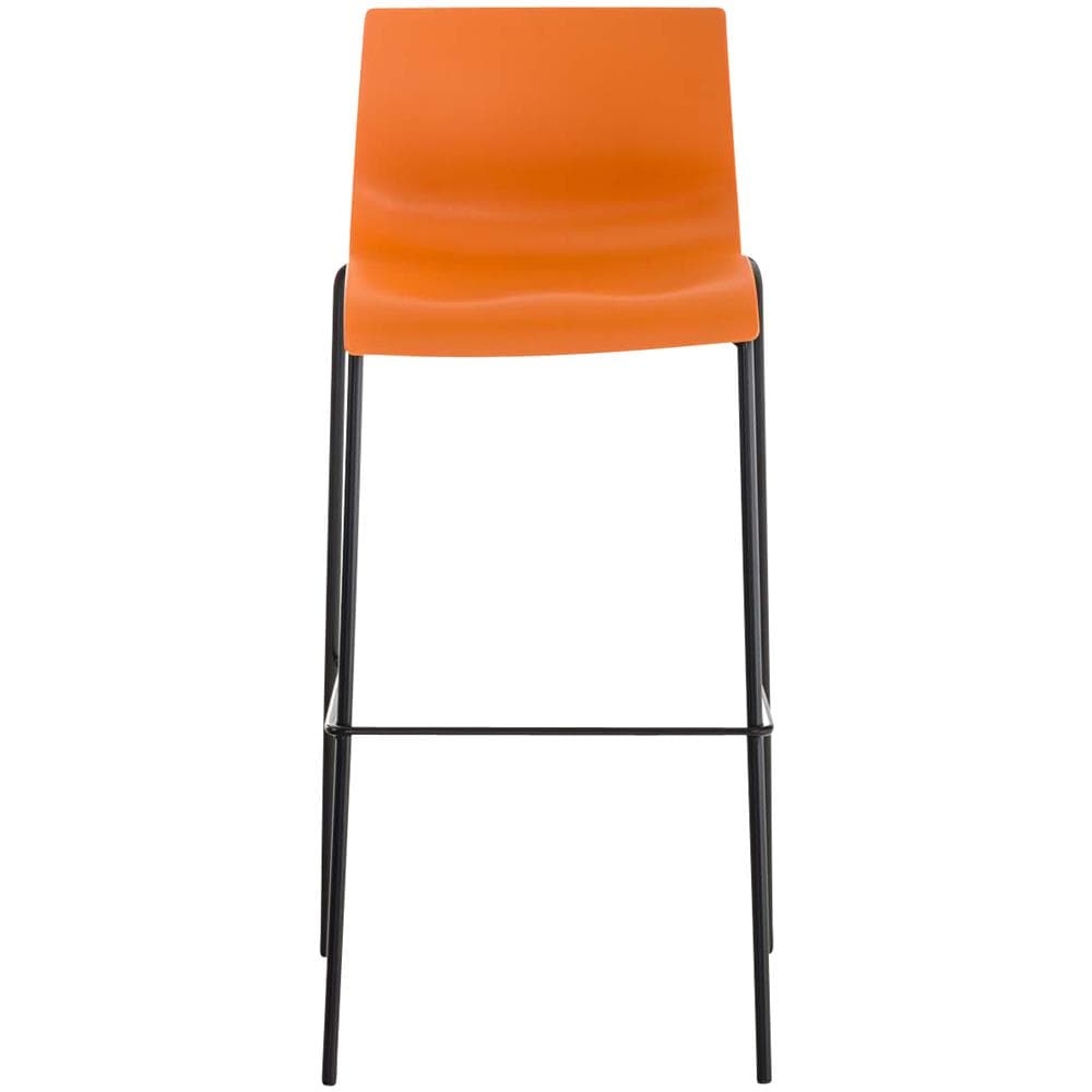 Sgabello Bar Hoover in Polipropilene I Sgabello Alto Design 4 Gambe in Metallo | Sedia Sgabello Impilabile con Schienale I Sgabello Bancone H 76 CM Arancione Base Nero - Foto 2