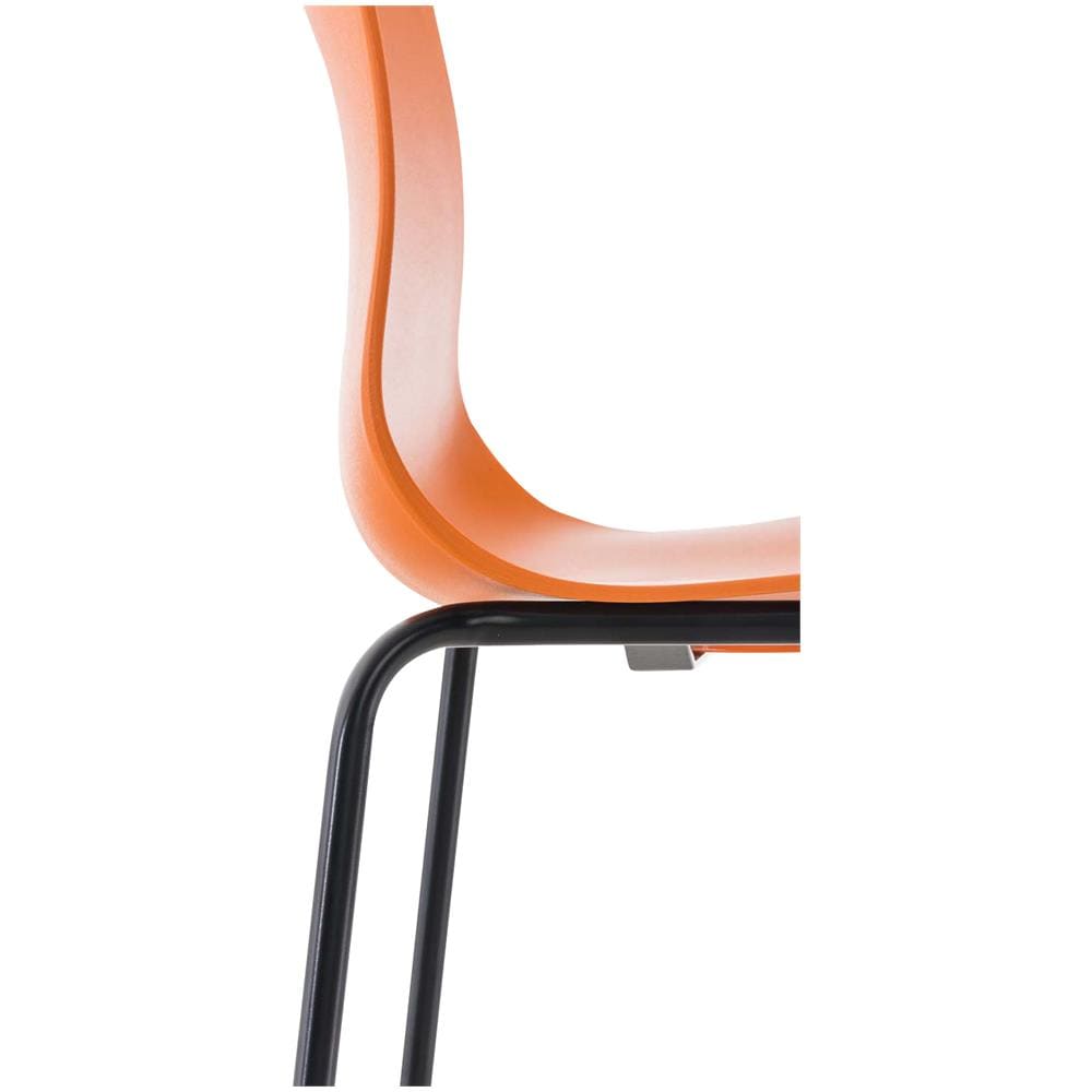 Sgabello Bar Hoover in Polipropilene I Sgabello Alto Design 4 Gambe in Metallo | Sedia Sgabello Impilabile con Schienale I Sgabello Bancone H 76 CM Arancione Base Nero - Foto 5