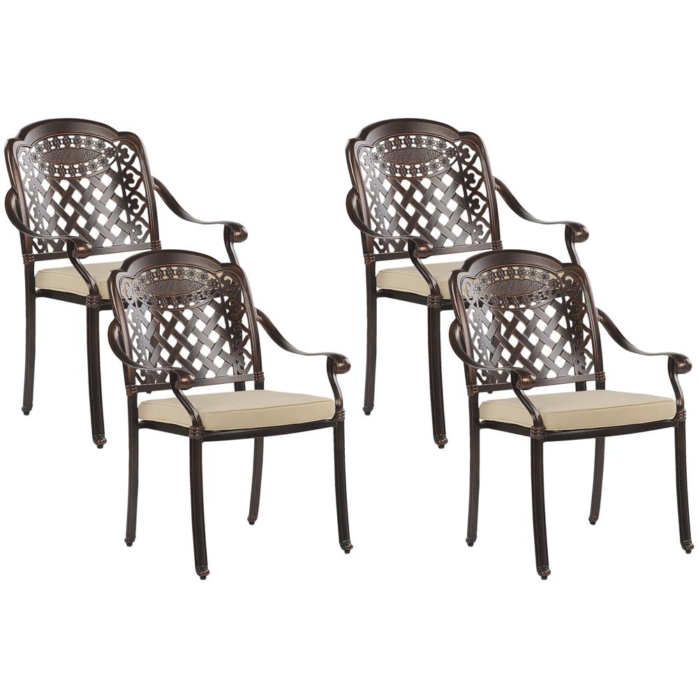 Set Di 4 Sedie Da Giardino Alluminio Marrone Scuro Manfria - Foto 1