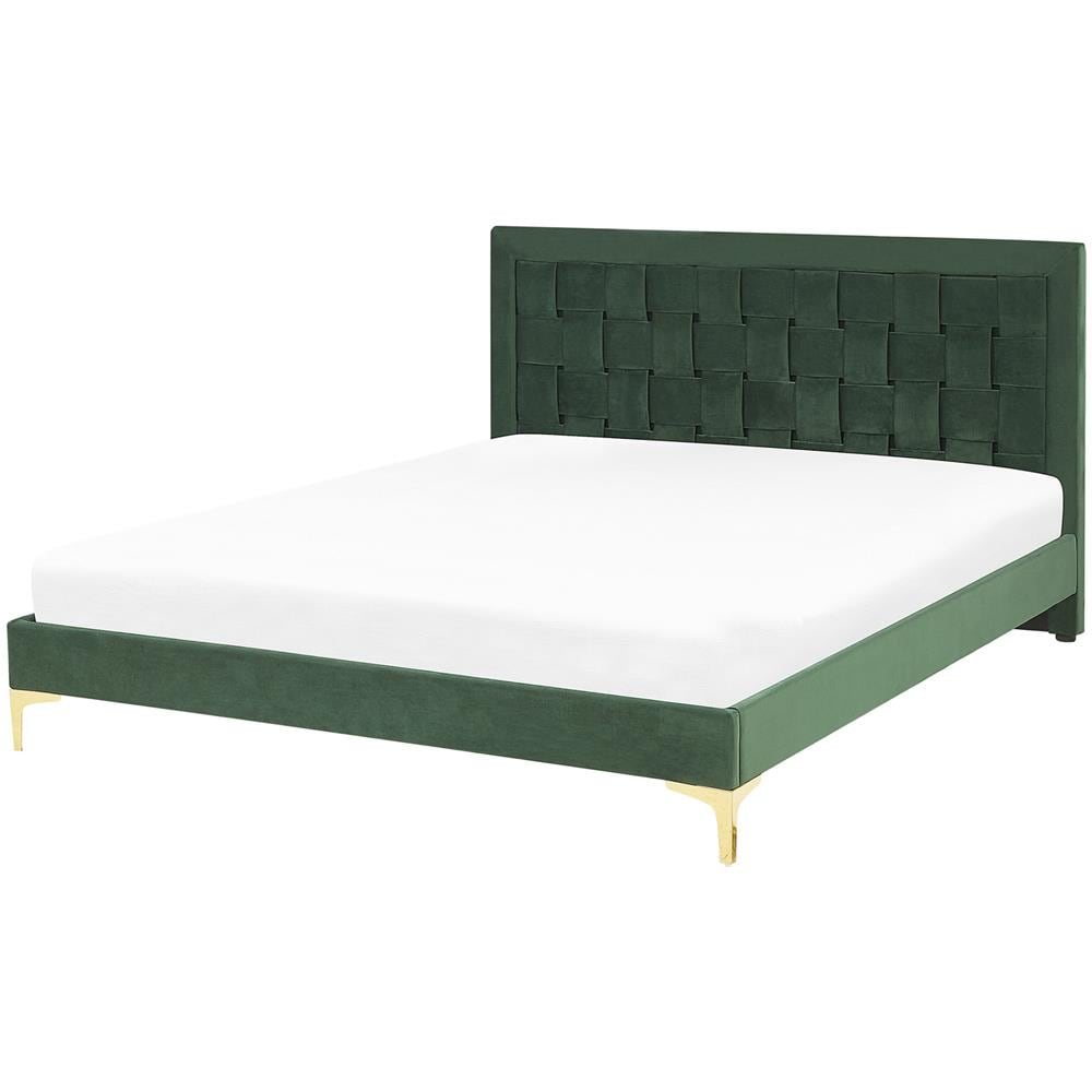 Letto In Velluto Verde 160 X 200 Cm Limoux - Foto 1