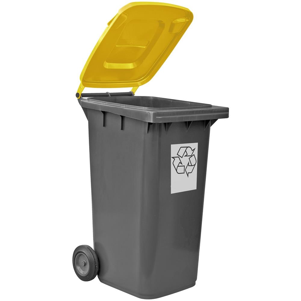 Bidone per la raccolta differenziata grande 240 lt condominio hotel ristoranti certificato UNI EN840 per rifiuti e riciclo giallo - Foto 1