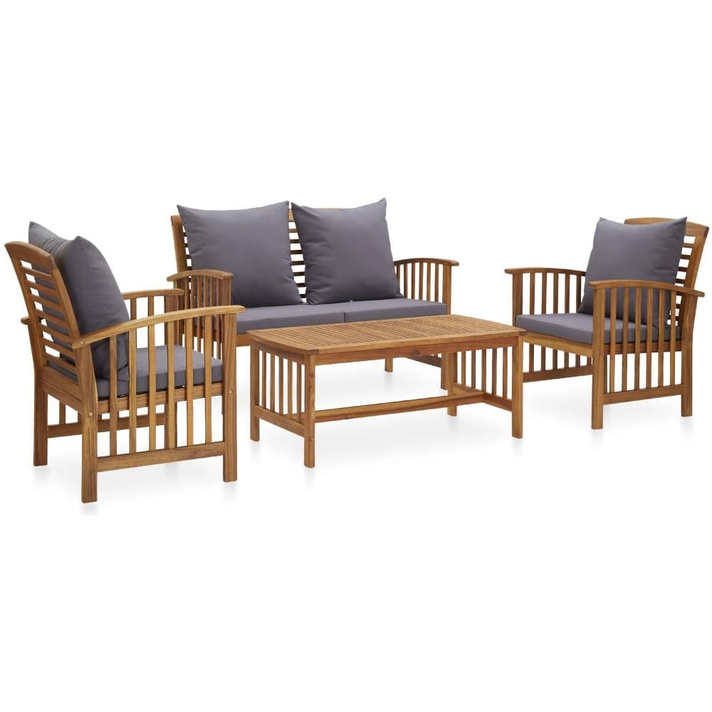 Set Divani Da Giardino 4 Pz Con Cuscini In Massello Di Acacia - Foto 1