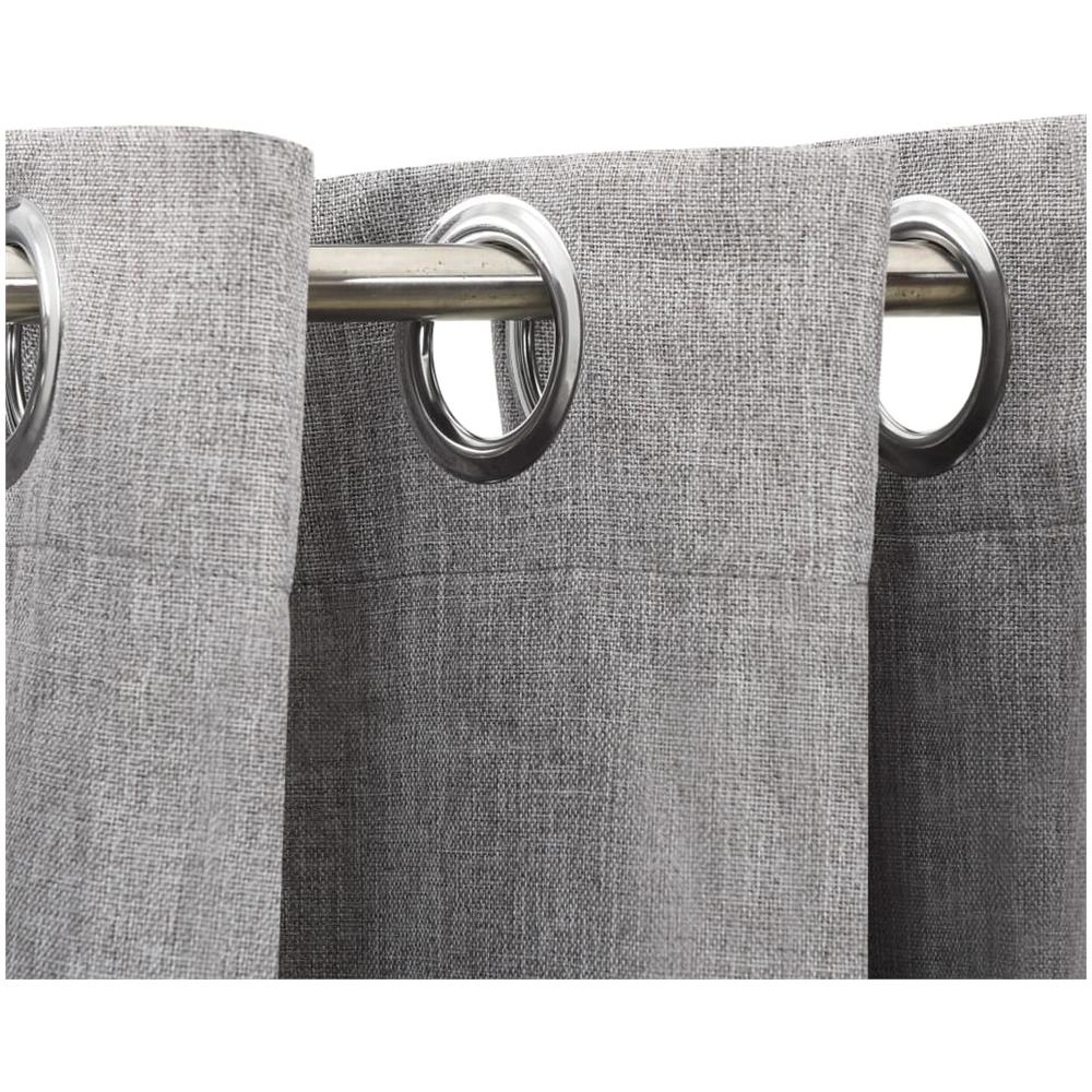 Tende Oscuranti Effetto Lino Con Occhielli 2pz 140x175cm Grigio - Foto 4