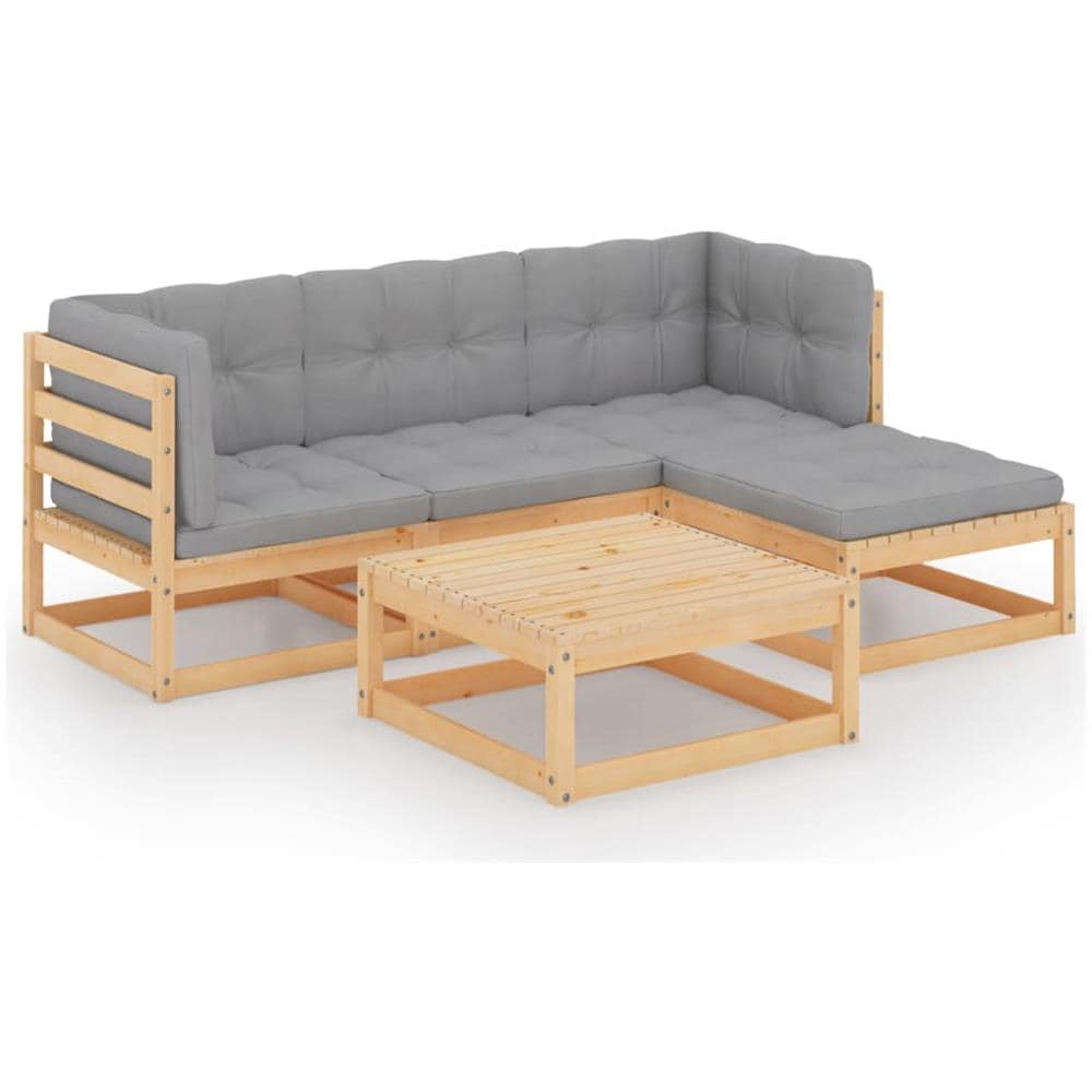 Set Divani da Giardino 5 pz con Cuscini Legno Massello di Pino - Foto 1