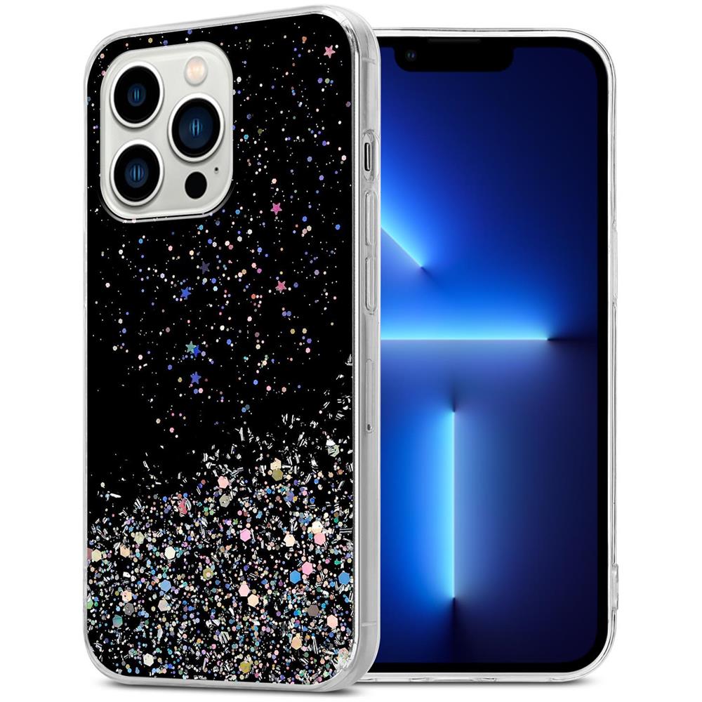 Custodia Compatibile Con Apple Iphone 13 Pro Max In Nero Con Glitter - Coperchio Protettivo In Silicone Tpu Flessibile Con Glitter Scintillanti - Foto 1