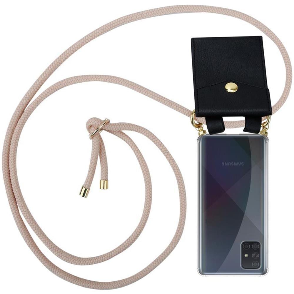 Catena Di Telefoni Cellulari Compatibile Con Samsung Galaxy A71 In Or Rosato A Perla - Coperchio Protettivo In Silicone Con Anelli D'oro, Cinturino In Corda E Custodia Staccabile - Foto 1