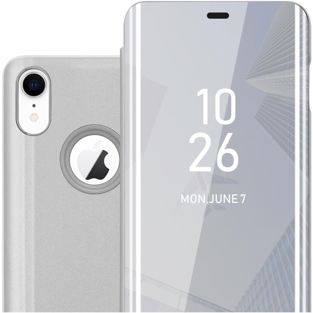 Custodia Compatibile Con Apple Iphone Xr In Agata Argento - Clear View Specchio Coperchio Protettivo Con Funzione Di Supporto Protezione A 360 Gradi - Foto 1