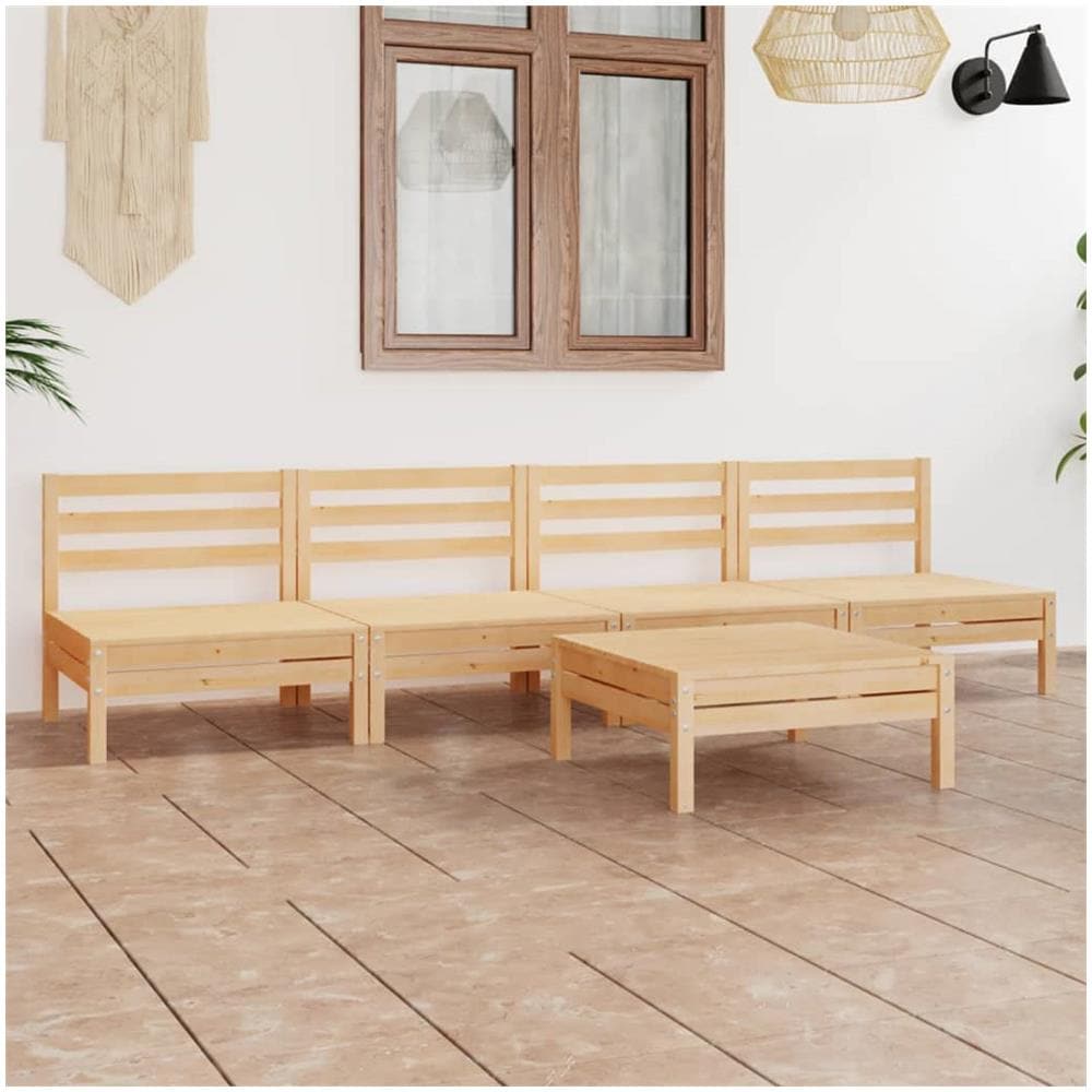 Set Divani Da Giardino 5 Pz In Legno Massello Di Pino - Foto 1