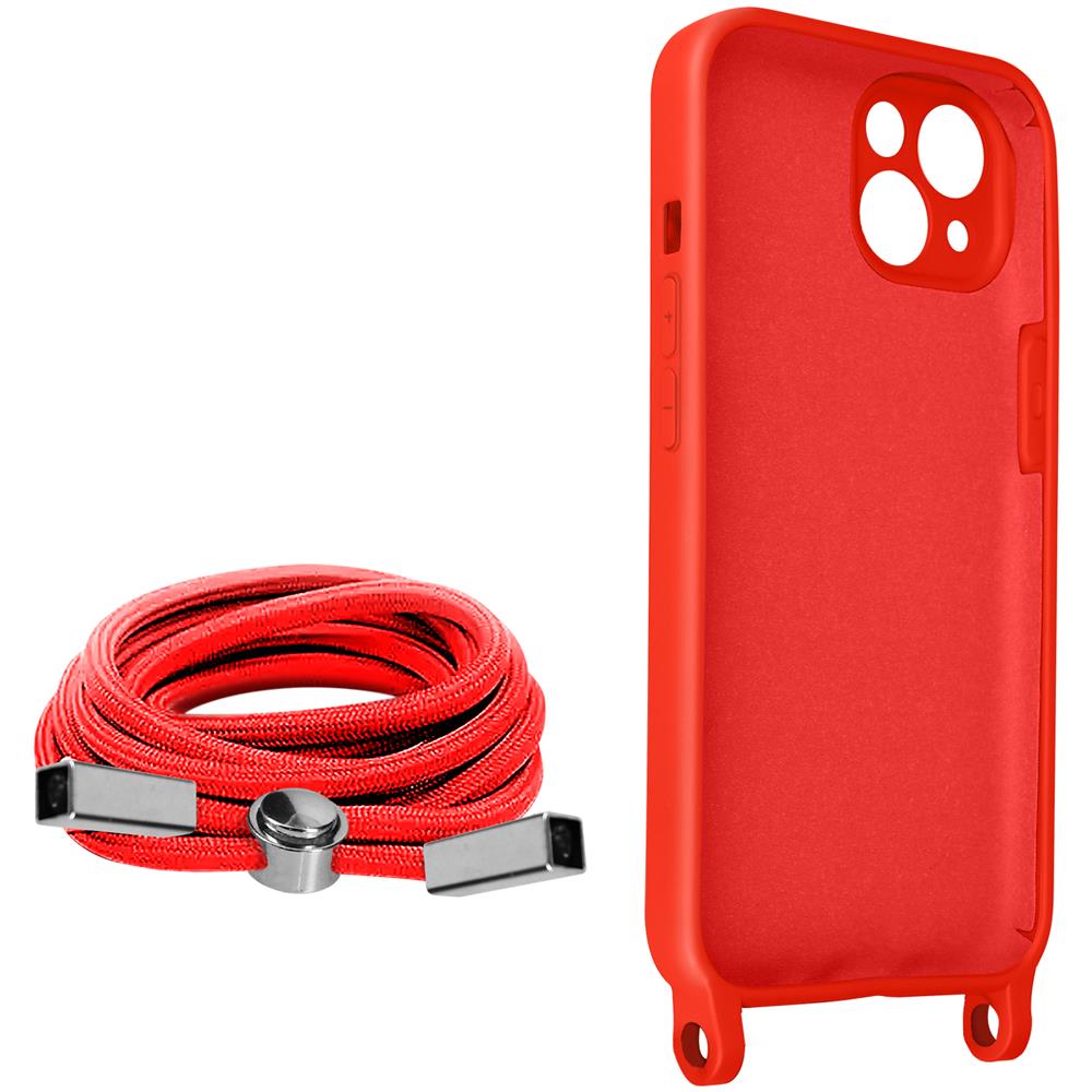 Cover Semirigida Per Iphone 13 Mini Cordino Nylon Intrecciato 80 Cm Rossa - Foto 5