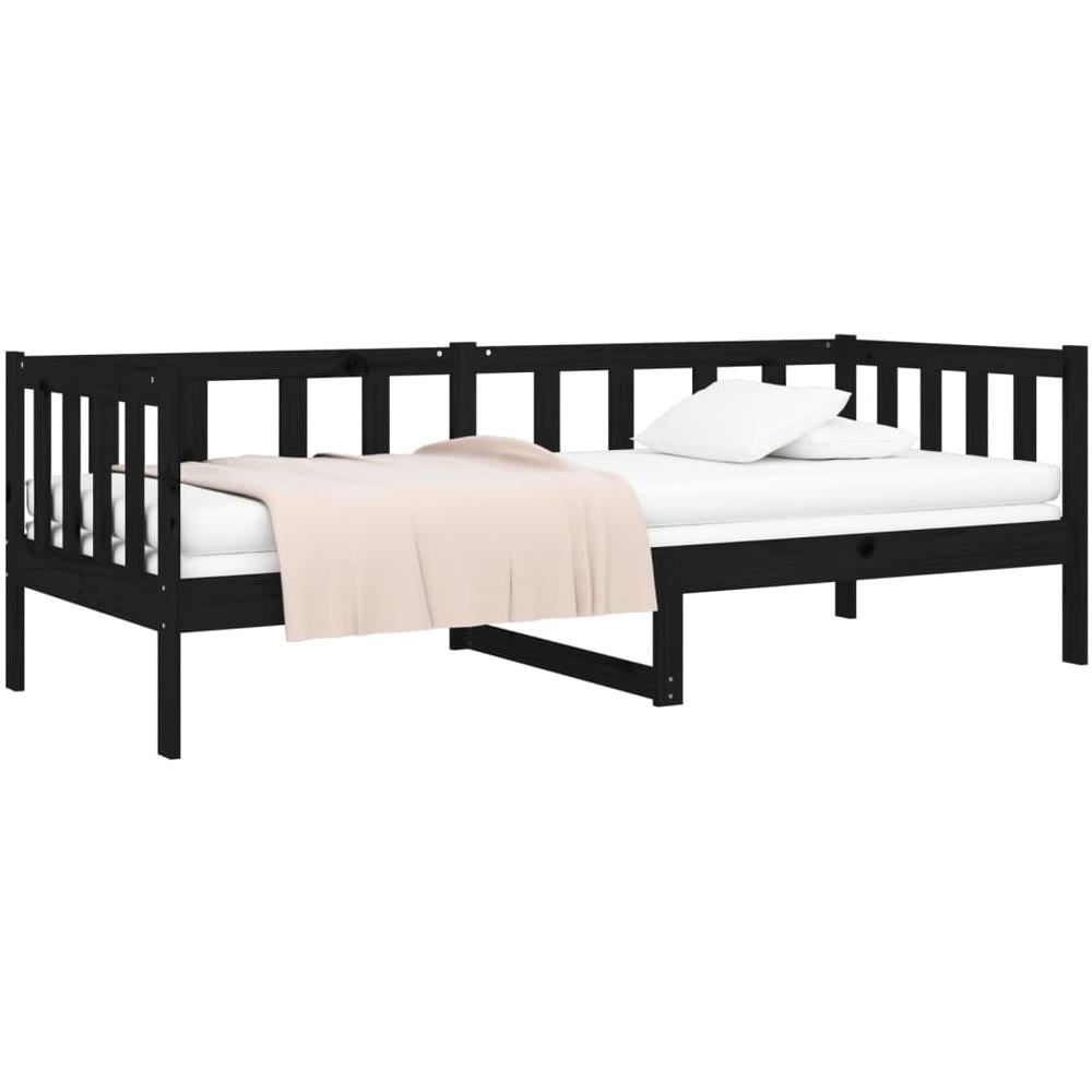 Dormeuse Nera 90x190 Cm In Legno Massello Di Pino - Foto 3