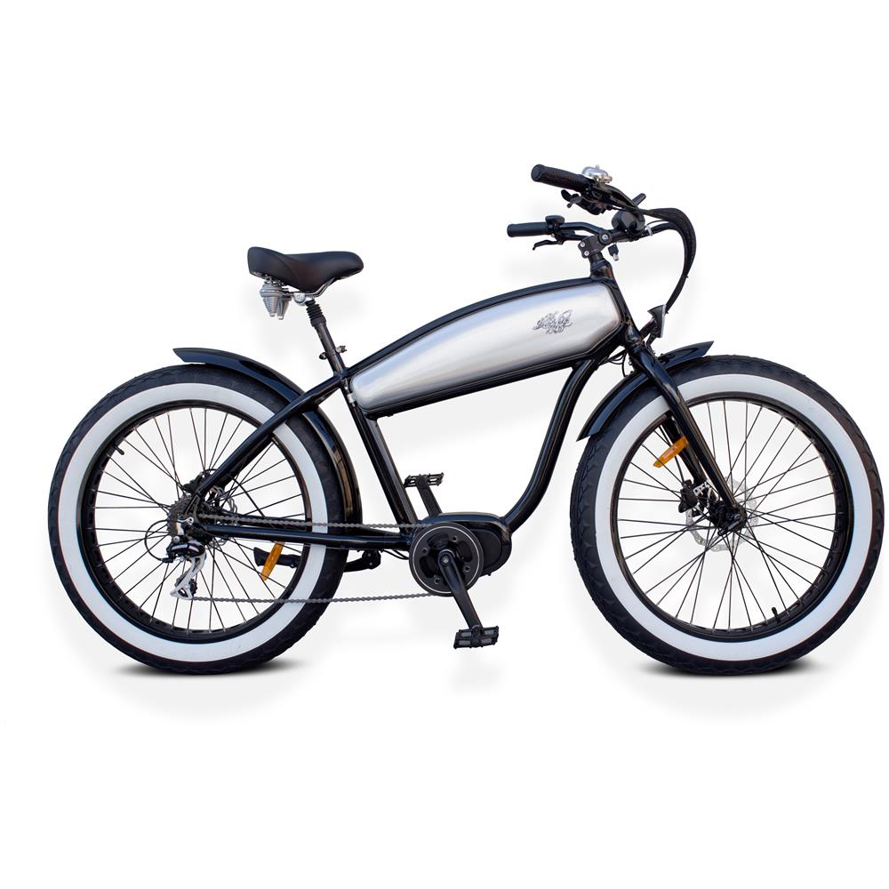 Outlaw Rs - Motor Central - Acciaio Nero E Inossidabile - 350w / 10ah - Central Motor Vintage Chopper E-bike - Bicicletta Elettrica Retrò Cruiser Custom - Foto 1