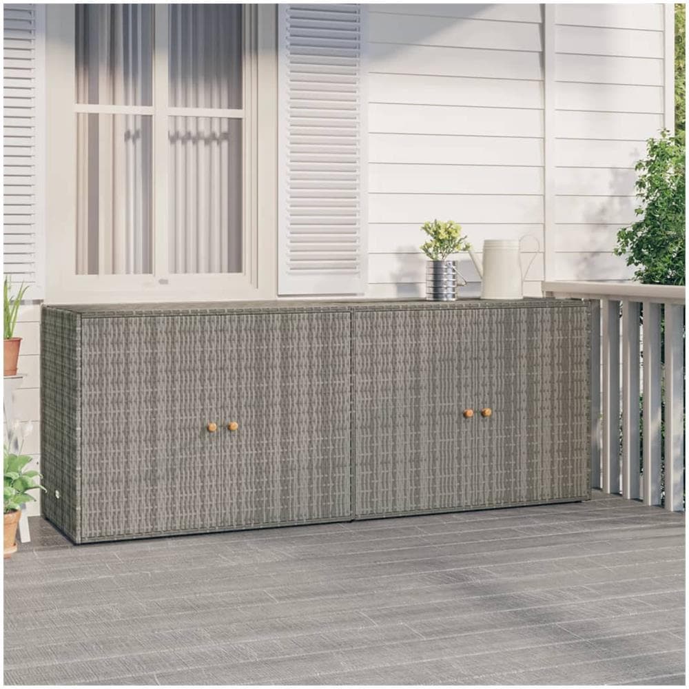 Mobile Portaoggetti da Giardino Grigio 198x55,5x80cm Polyrattan - Foto 1