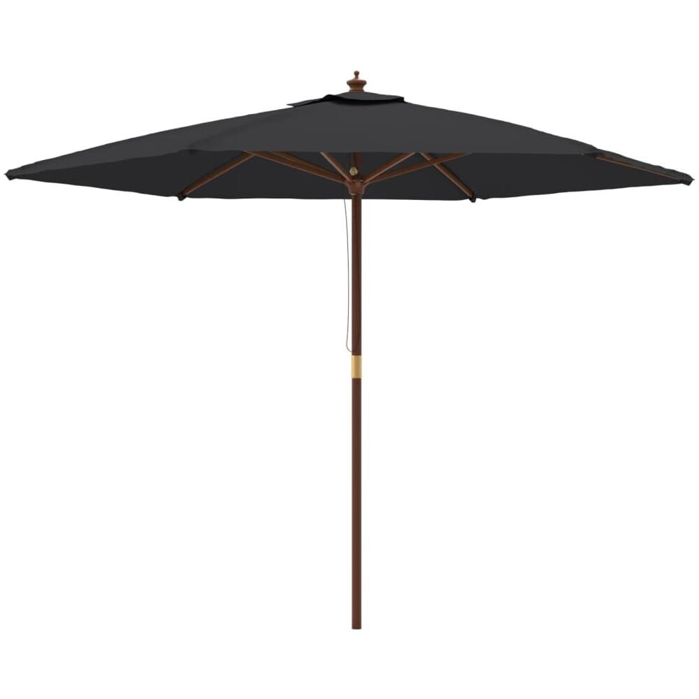 Ombrellone Da Giardino Con Palo In Legno Nero 299x240 Cm - Foto 2