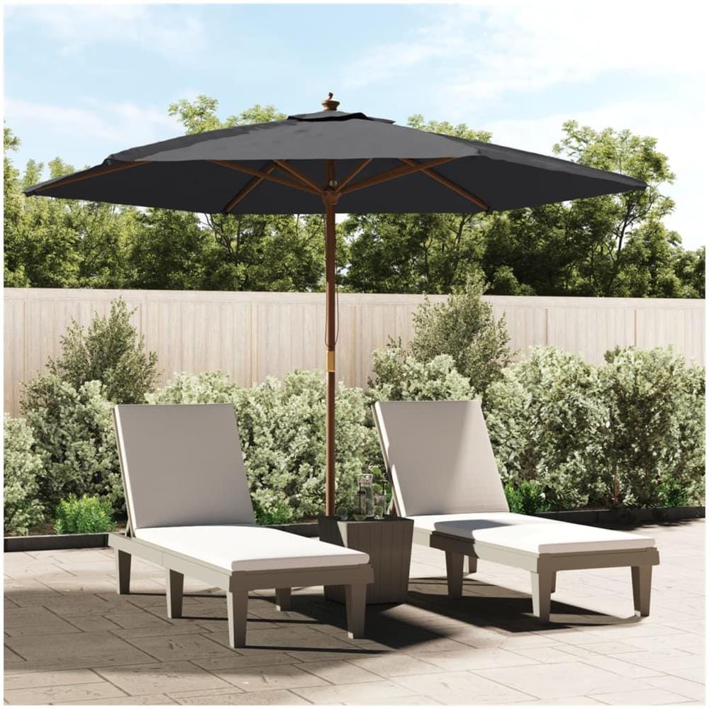 Ombrellone Da Giardino Con Palo In Legno Nero 299x240 Cm - Foto 1