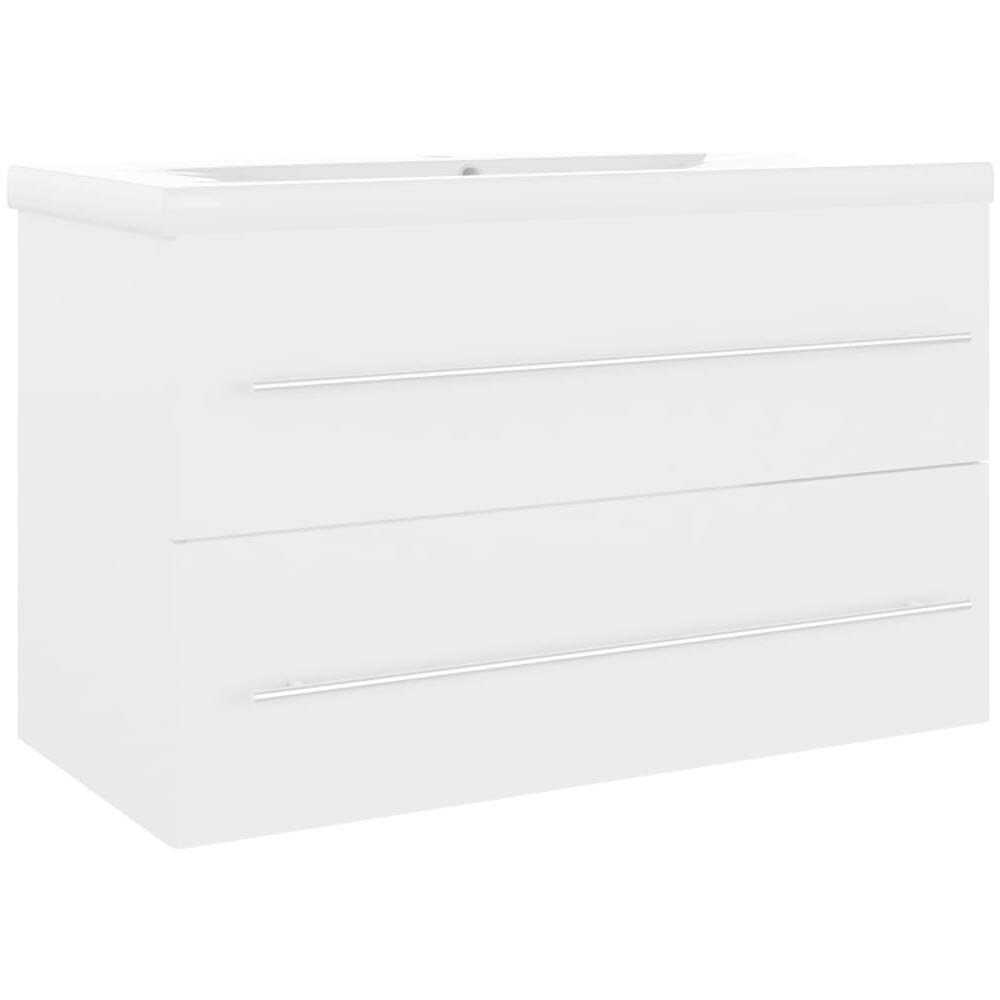 Mobile Da Bagno Con Lavabo Integrato Bianco In Truciolato - Foto 2