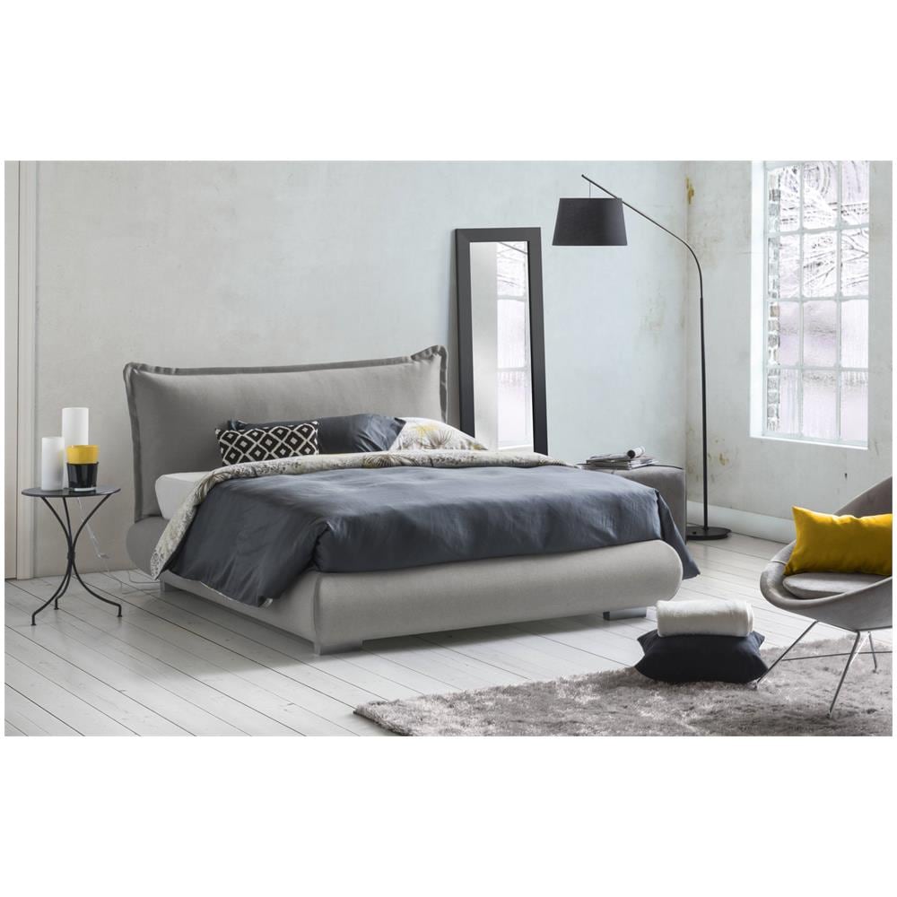 Letto Matrimoniale Ilenia, Letto Contenitore Con Rivestimento E Testata In Tessuto, 100% Made In Italy, Apertura Frontale, Adatto Per Materasso 160x190 Cm, Grigio - Foto 1