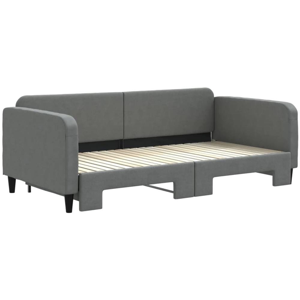 Divano Letto Con Letto Estraibile Grigio Scuro 100x200 Tessuto - Foto 3