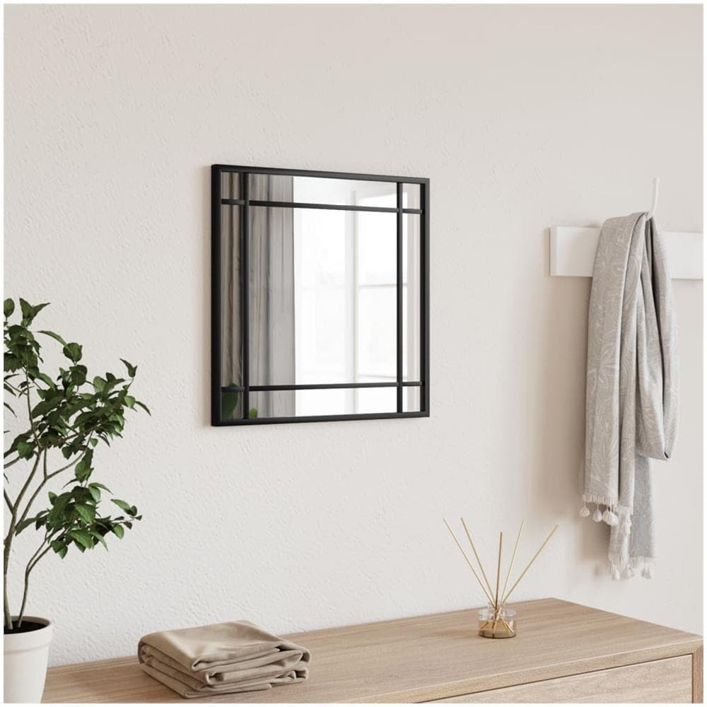 Specchio Da Parete Nero 40x40 Cm Quadrato In Ferro - Foto 1
