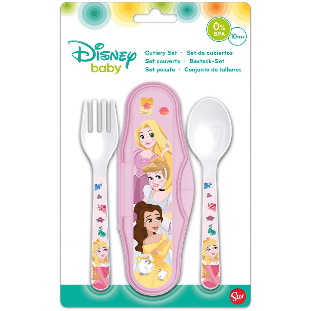 Set 2 posate Principesse con box da viaggio forchetta e cucchiaino - Foto 1