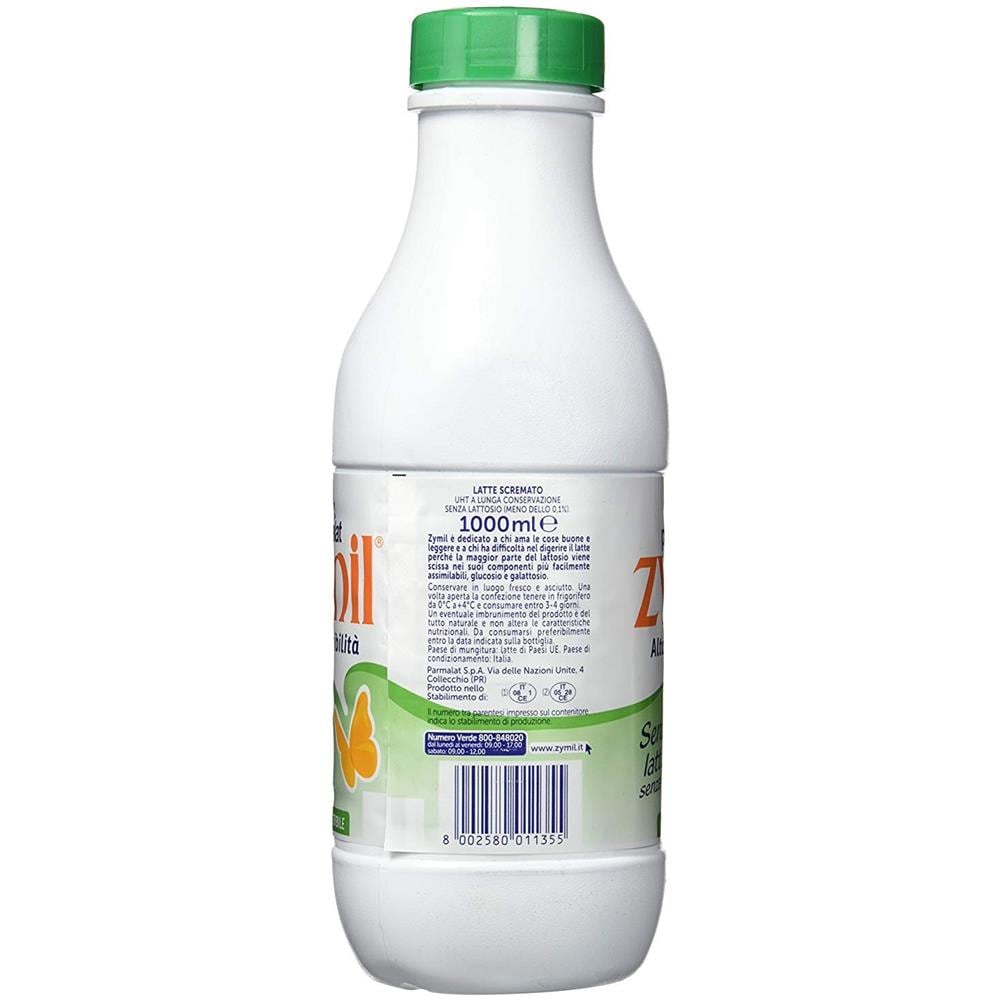 Latte Senza Lattosio Zymil Pack Da 6 Bottiglie 1 Lt Scremato Tappo Verde - Foto 2
