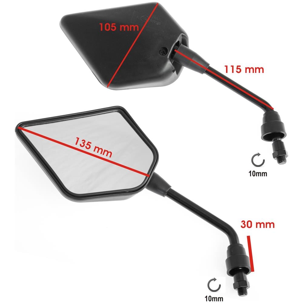 Coppia Specchietti Retrovisori Scooter Specchi Omologati Moto Custom - Foto 2