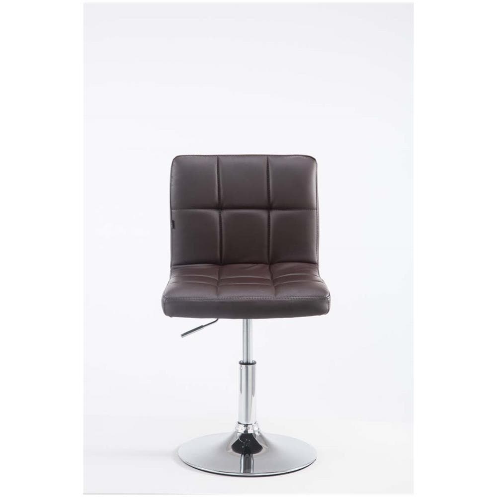Sedia Lounge Design Palma V2 I Sedia Sgabello Girevole E Imbottita in Similpelle Trapunto I Sgabello Regolabile E Telaio in Metallo Cromato Marrone - Foto 2