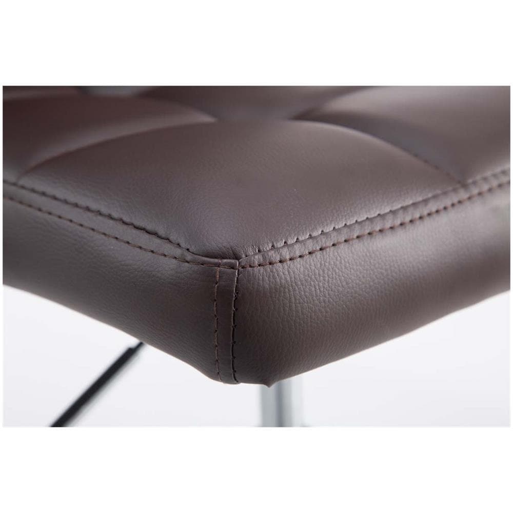 Sedia Lounge Design Palma V2 I Sedia Sgabello Girevole E Imbottita in Similpelle Trapunto I Sgabello Regolabile E Telaio in Metallo Cromato Marrone - Foto 5